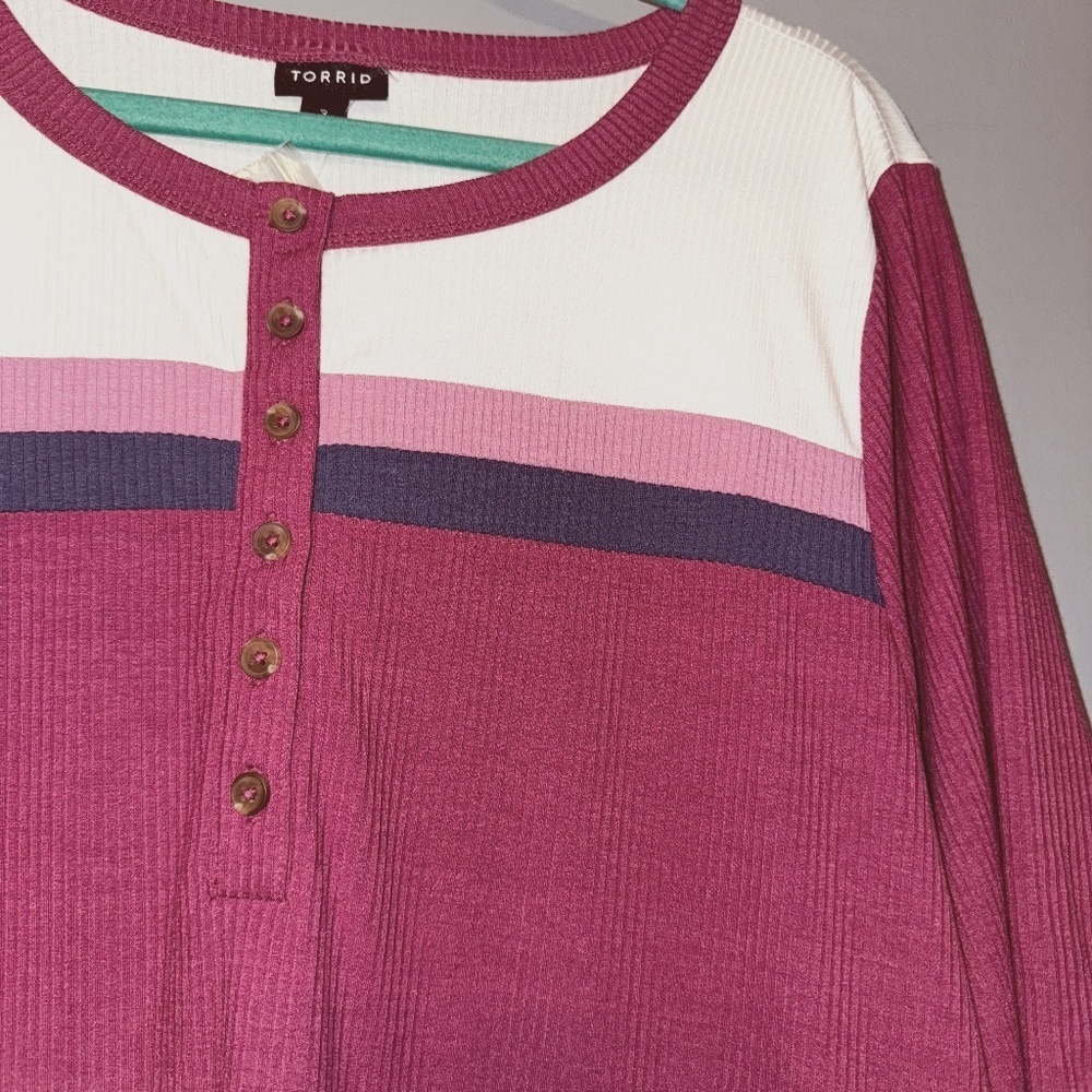 Nwt Torrid Super Soft Rib Color Block Henley Shor… - image 4